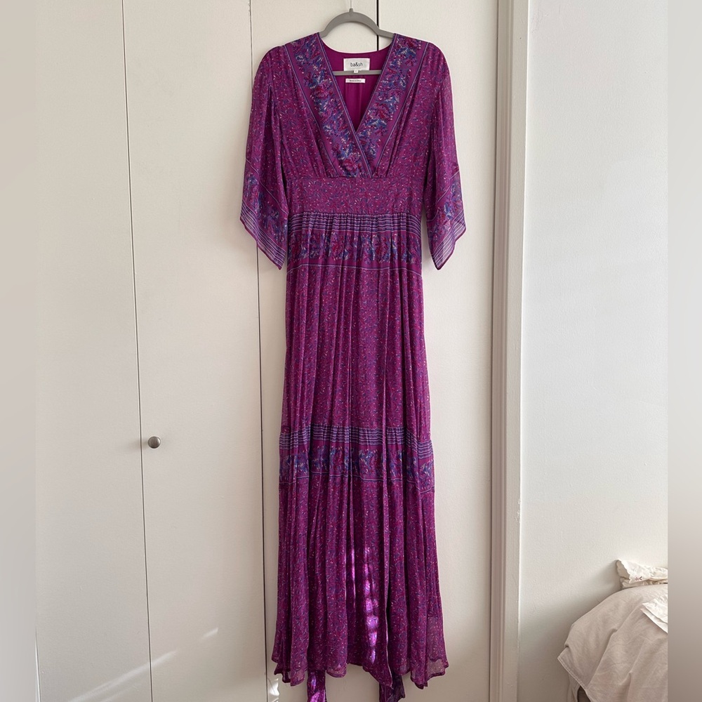 ba&sh Lavender Purple Floral Wrap Maxi Dress - Picture 3 of 10